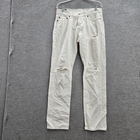 Abercrombie & Fitch Men Jeans 30x32 White Kennan Straight Denim Distressed - Picture 1 of 13